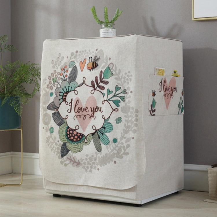 Bọc máy giặt hình trống bằng vải cotton và linen hoạt hình, 83x60x60cm