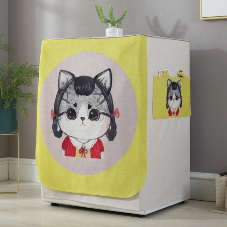 Bọc máy giặt hình trống bằng vải cotton và linen hoạt hình, 83x60x60cm