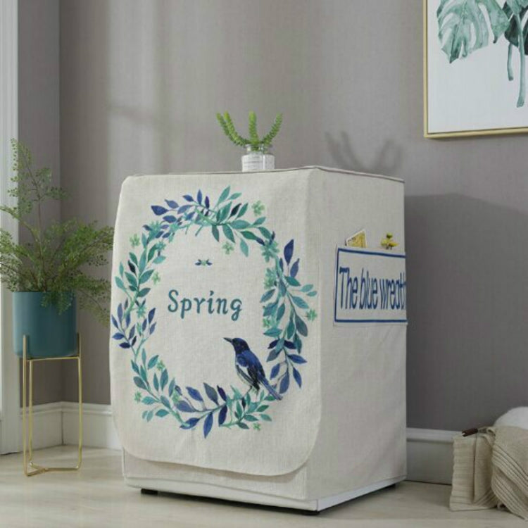 Bọc máy giặt hình trống bằng vải cotton và linen hoạt hình, 83x60x60cm
