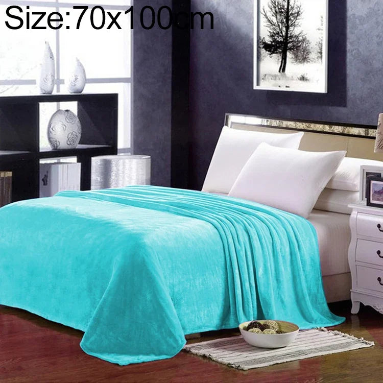 Solid Color Flannel Coral Fleece Blanket Super Soft Plaid Coverlet Sofa Cover Winter Warm Sheets Easy Wash Faux Fur Blankets, 70x100cm, 200X230cm