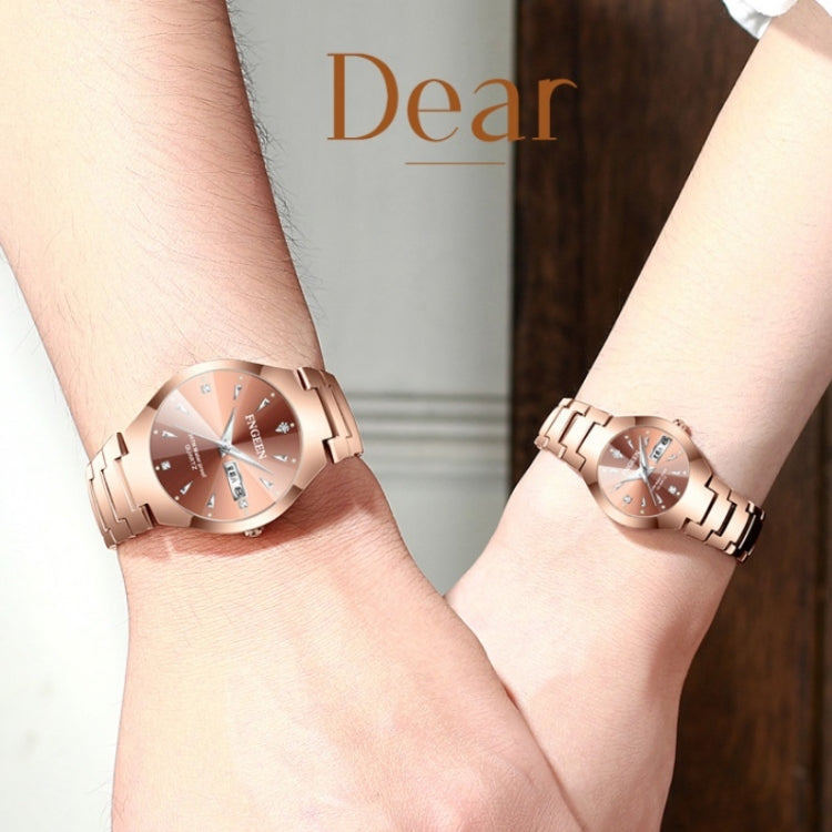 Đồng hồ quartz cặp đôi dây thép thời trang nữ FNGEEN 5808, mặt cà phê thép nâu, mặt đen thép đen, mặt trắng thép không gỉ, mặt đen thép trắng, mặt xanh thép không gỉ