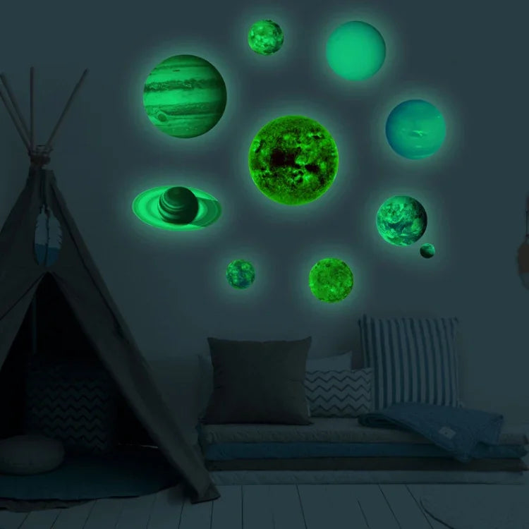 Decal Tường Phát Quang Hệ Mặt Trời Hành Tinh E Wall Phòng Ngủ