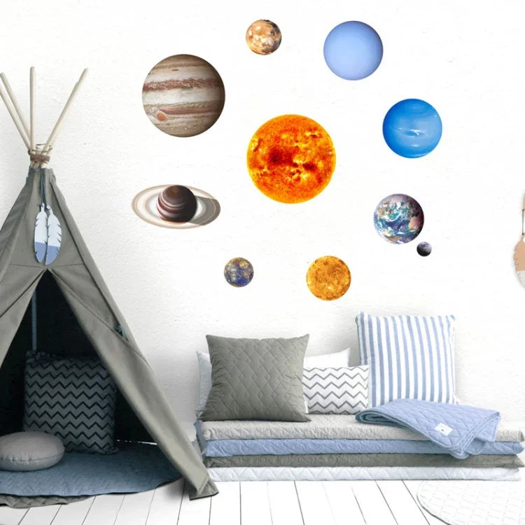 Decal Tường Phát Quang Hệ Mặt Trời Hành Tinh E Wall Phòng Ngủ