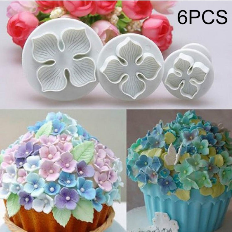 2 bộ khuôn trang trí bánh fondant hoa cẩm tú cầu silicone, 3 cái hoa cẩm tú cầu