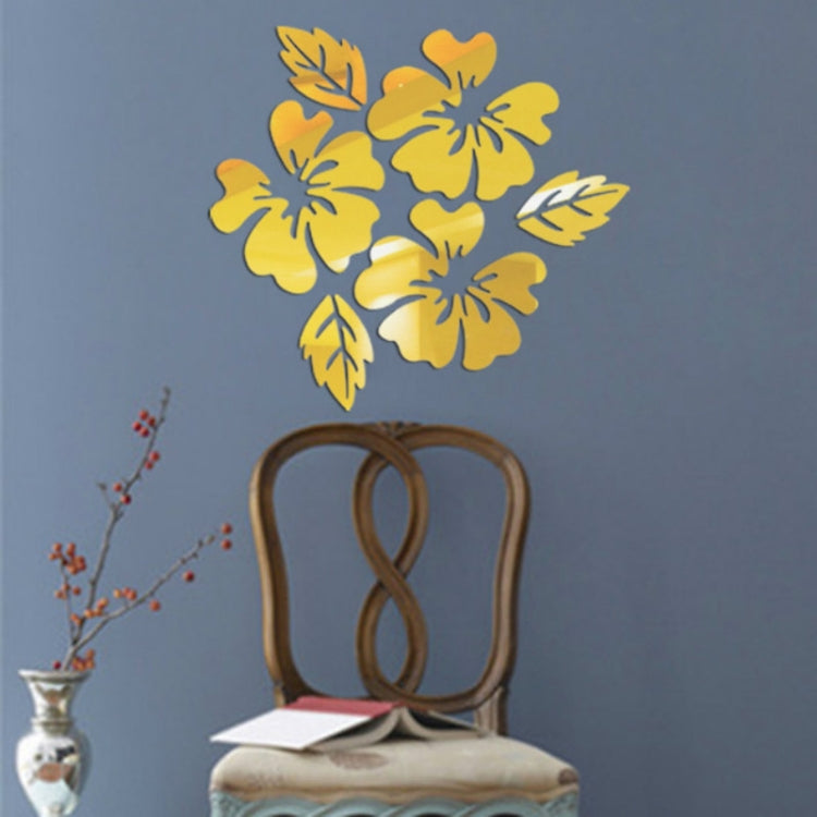 Bộ 2 bộ decal dán tường họa tiết hoa trang trí nhà 3D, Decal gương dán tường trang trí phòng khách DIY