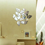 Bộ 2 bộ decal dán tường họa tiết hoa trang trí nhà 3D, Decal gương dán tường trang trí phòng khách DIY