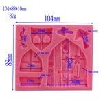 Bộ 2 khuôn kẹo silicone hình cửa sổ nhà hoạt hình bằng gỗ, dụng cụ trang trí bánh truyện cổ tích, hình cửa sổ nhà bằng gỗ