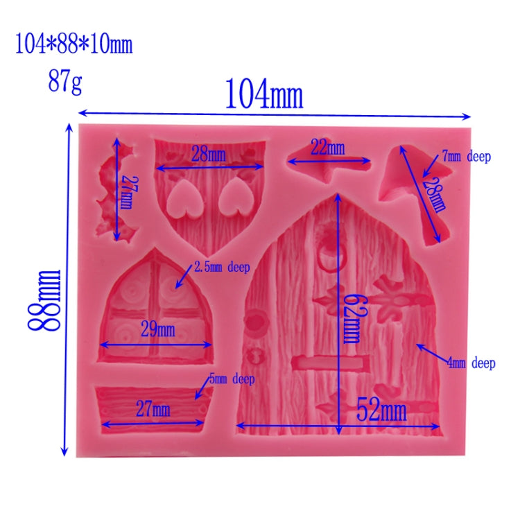 Bộ 2 khuôn kẹo silicone hình cửa sổ nhà hoạt hình bằng gỗ, dụng cụ trang trí bánh truyện cổ tích, hình cửa sổ nhà bằng gỗ
