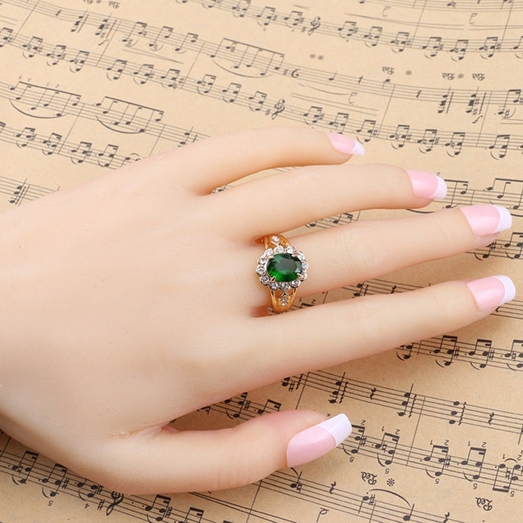 Nhẫn kim cương đá quý xanh bầu dục cổ điển thời trang, size 10