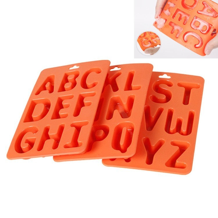 Bộ 3 khuôn làm đá viên silicone hình chữ cái A-Z, 3 trong 1 hình chữ cái (màu cam)