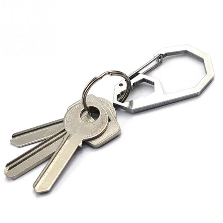 Dụng cụ cắm trại ngoài trời EDC Cờ lê lục giác ngoài móc khóa carabiner bằng thép không gỉ, khóa leo núi đa chức năng móc treo chìa khóa