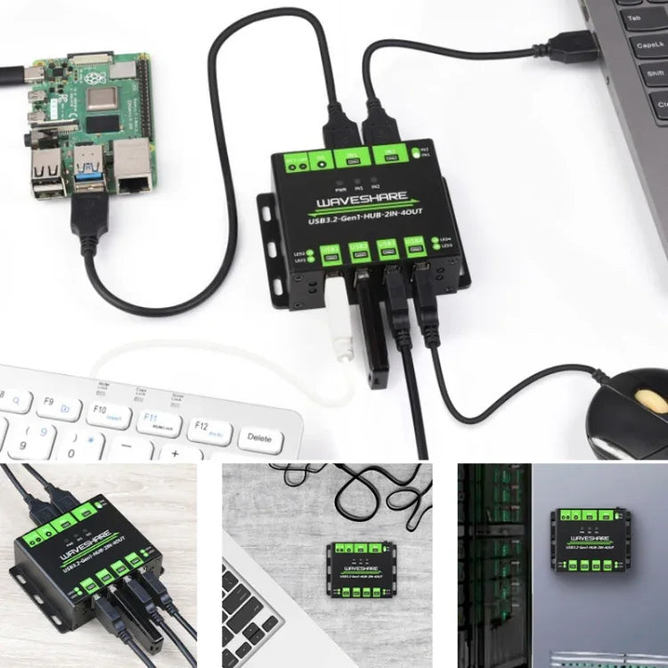 Waveshare 23929 USB HUB, mở rộng 4 cổng USB 3.2, chuyển đổi hai máy chủ, bảo vệ đa năng, 23929