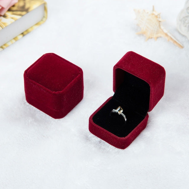 3 hộp trang sức cưới vuông nhung phụ kiện trang sức hộp trưng bày quà tặng hộp nhẫn bông tai
