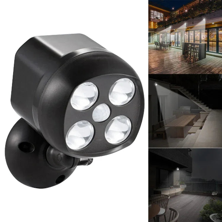 Đèn ngoài trời 3W 4 đèn LED SMD 3535 cảm biến chuyển động không dây, đèn tường LED chiếu sáng ngoài trời