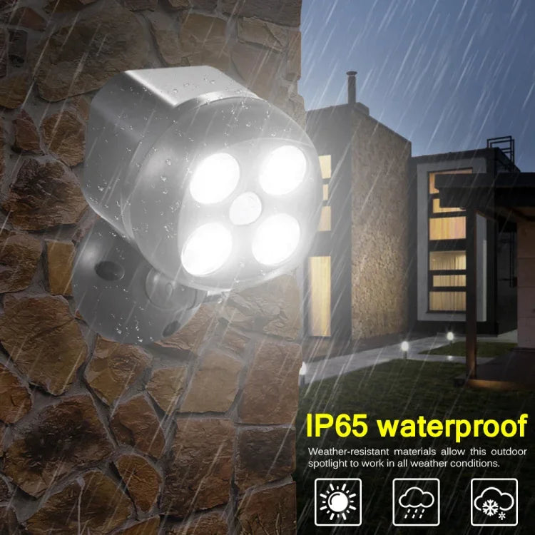 Đèn ngoài trời 3W 4 đèn LED SMD 3535 cảm biến chuyển động không dây, đèn tường LED chiếu sáng ngoài trời