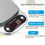 Cân điện tử LCD bằng thép không gỉ BOH-C305 cho nhà bếp, thông số kỹ thuật: 5kg/0.1g, 5kg/0.1g