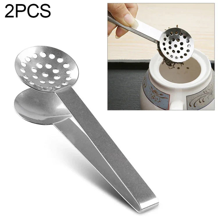 2 kẹp túi lọc trà thép không gỉ hình tròn, kẹp giữ túi lọc trà