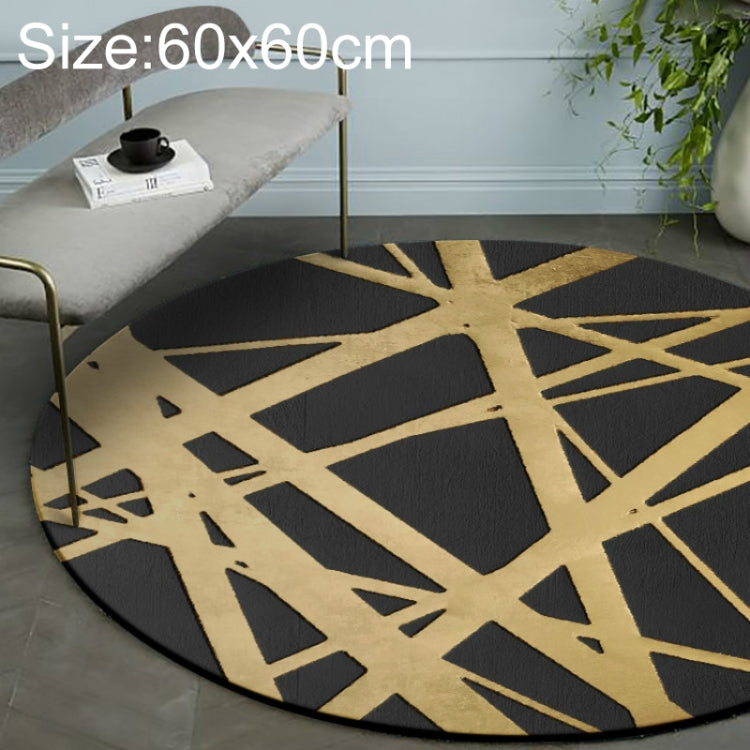 Thảm tròn 3D sang trọng phong cách Bắc Âu, họa tiết đen vàng, đường kính 40cm, 60cm, 80cm, 100cm, 120cm, 140cm, 150cm