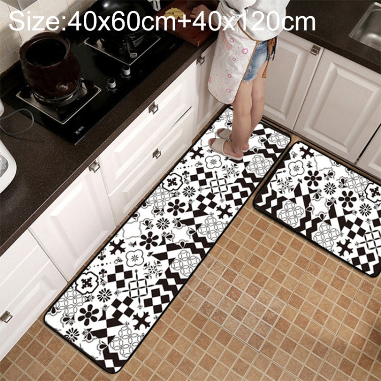 Thảm chống trượt họa tiết lưới hình học cho bếp và phòng tắm, kích thước 40x60cm, 40x120cm, 50x80cm, 50x160cm, bộ 40x60cm + 40x120cm, bộ 50x80cm + 50x160cm