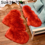 Thảm sofa lông cừu giả hình trái tim đôi sáng tạo, thảm đệm phòng ngủ phòng khách lông mềm, 35x70 cm, 60x120cm