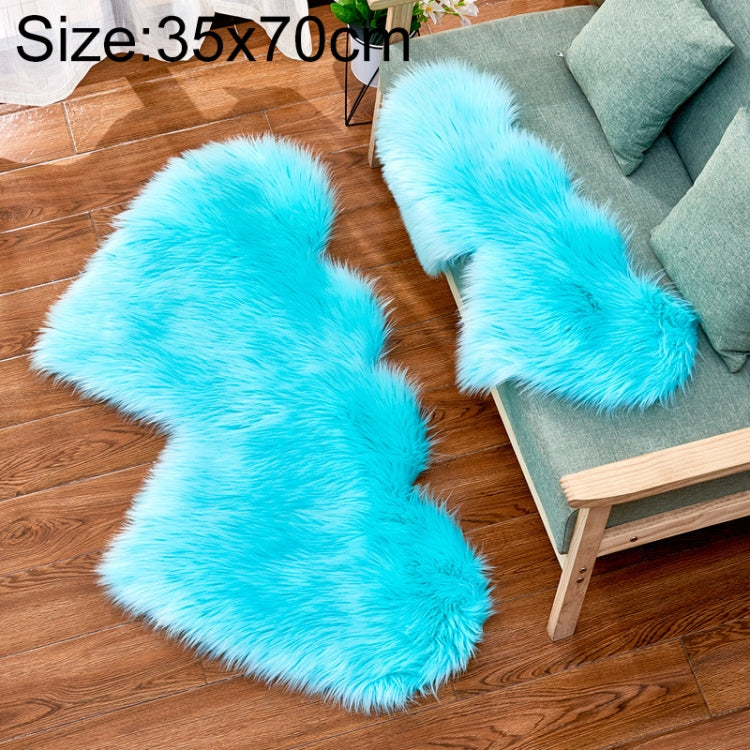 Thảm sofa lông cừu giả hình trái tim đôi sáng tạo, thảm đệm phòng ngủ phòng khách lông mềm, 35x70 cm, 60x120cm