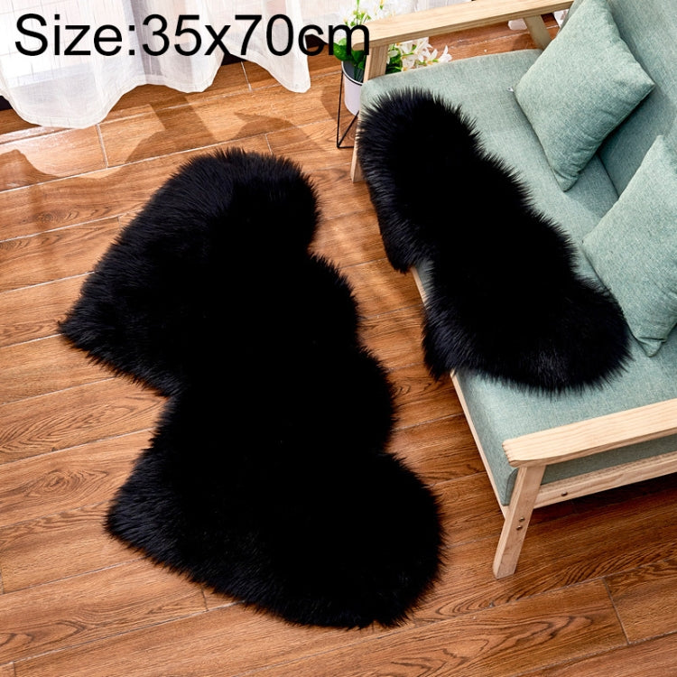 Thảm sofa lông cừu giả hình trái tim đôi sáng tạo, thảm đệm phòng ngủ phòng khách lông mềm, 35x70 cm, 60x120cm