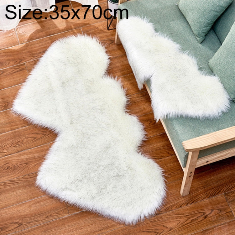 Thảm sofa lông cừu giả hình trái tim đôi sáng tạo, thảm đệm phòng ngủ phòng khách lông mềm, 35x70 cm, 60x120cm