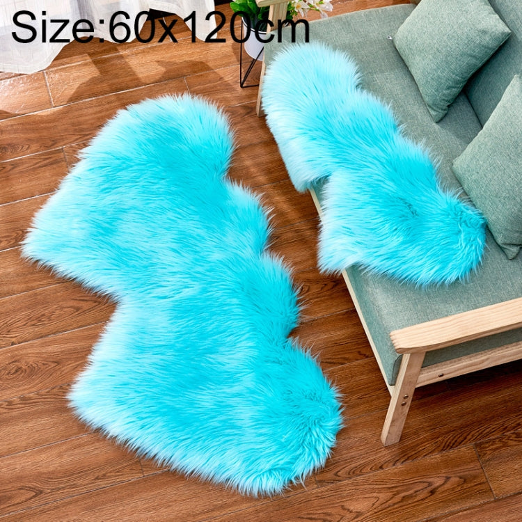Thảm sofa lông cừu giả hình trái tim đôi sáng tạo, thảm đệm phòng ngủ phòng khách lông mềm, 35x70 cm, 60x120cm