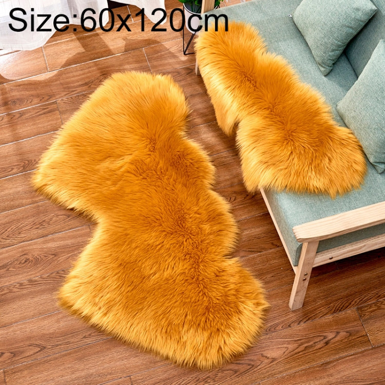 Thảm sofa lông cừu giả hình trái tim đôi sáng tạo, thảm đệm phòng ngủ phòng khách lông mềm, 35x70 cm, 60x120cm