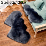Thảm sofa lông cừu giả hình trái tim đôi sáng tạo, thảm đệm phòng ngủ phòng khách lông mềm, 35x70 cm, 60x120cm