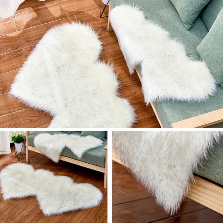 Thảm sofa lông cừu giả hình trái tim đôi sáng tạo, thảm đệm phòng ngủ phòng khách lông mềm, 90x180cm