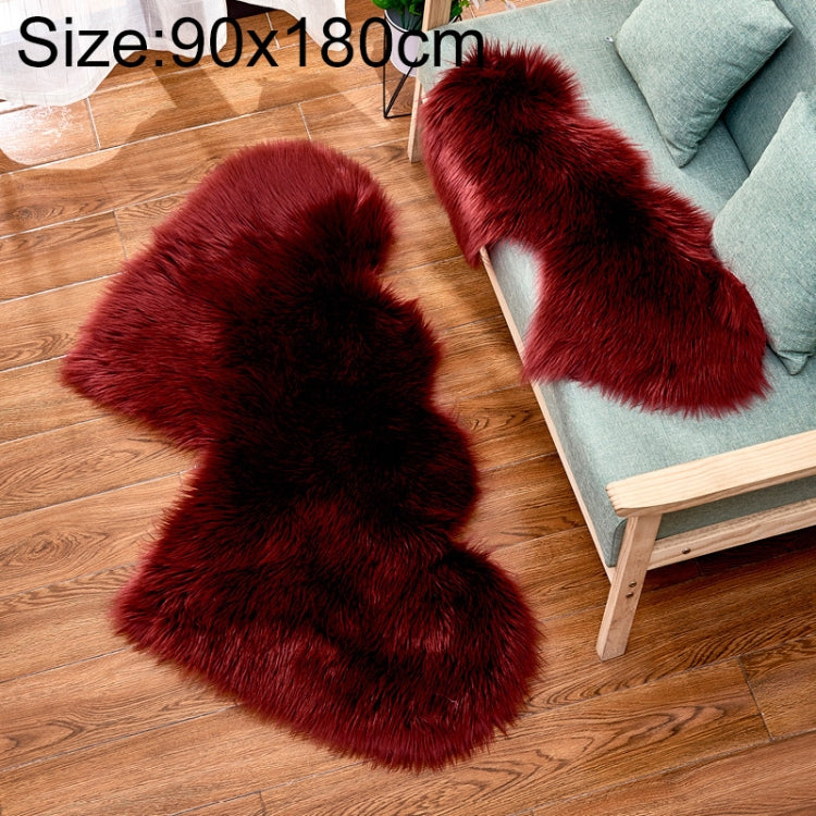 Thảm sofa lông cừu giả hình trái tim đôi sáng tạo, thảm đệm phòng ngủ phòng khách lông mềm, 90x180cm