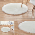 Long Plush Round Carpet Living Room Decoration Imitation Wool Carpet Mat, 45x45cm, 60x60cm