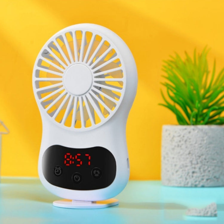 Quạt mini để bàn sáng tạo đa năng có đồng hồ USB, màu trắng, hồng, xanh dương