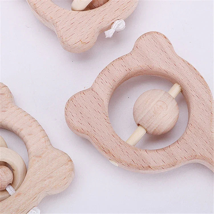 Đồ chơi gỗ lắc tay xếp hình giáo dục sớm cho bé, chuông gấu, hạt lớn gấu, hạt nhỏ gấu, hạt đơn gấu, chuông cú