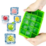 Khuôn làm đá viên lớn 15 ô hình vuông, khay làm đá silicone, làm kem trái cây