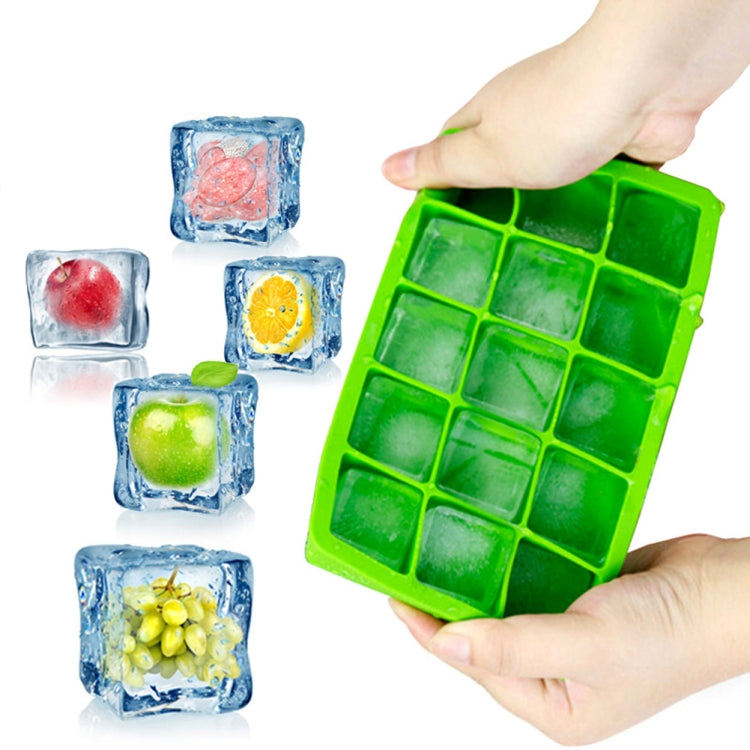 Khuôn làm đá viên lớn 15 ô hình vuông, khay làm đá silicone, làm kem trái cây