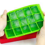 Khuôn làm đá viên lớn 15 ô hình vuông, khay làm đá silicone, làm kem trái cây