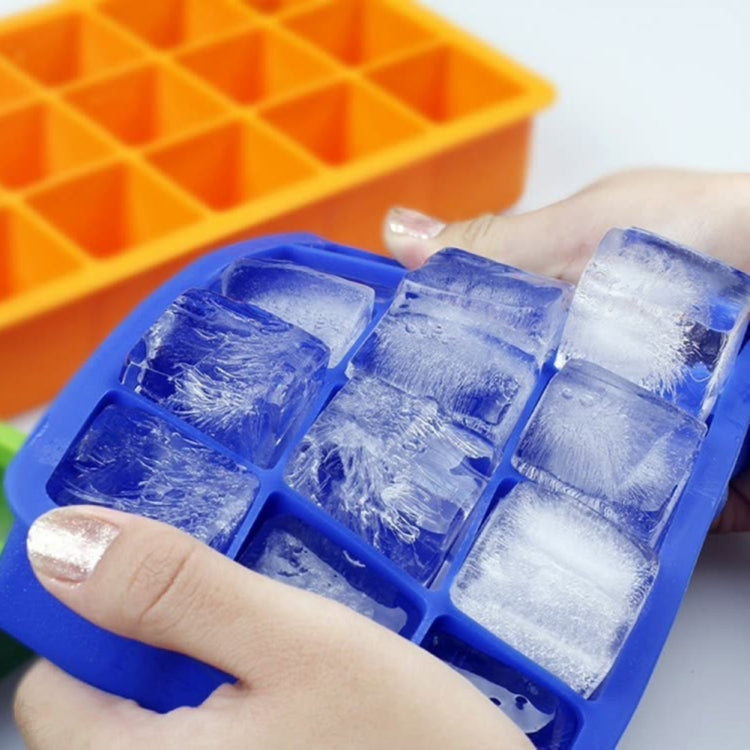 Khuôn làm đá viên lớn 15 ô hình vuông, khay làm đá silicone, làm kem trái cây