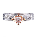 Rose Flower with Diamond Wedding Ring for Women, 5, 8, 10