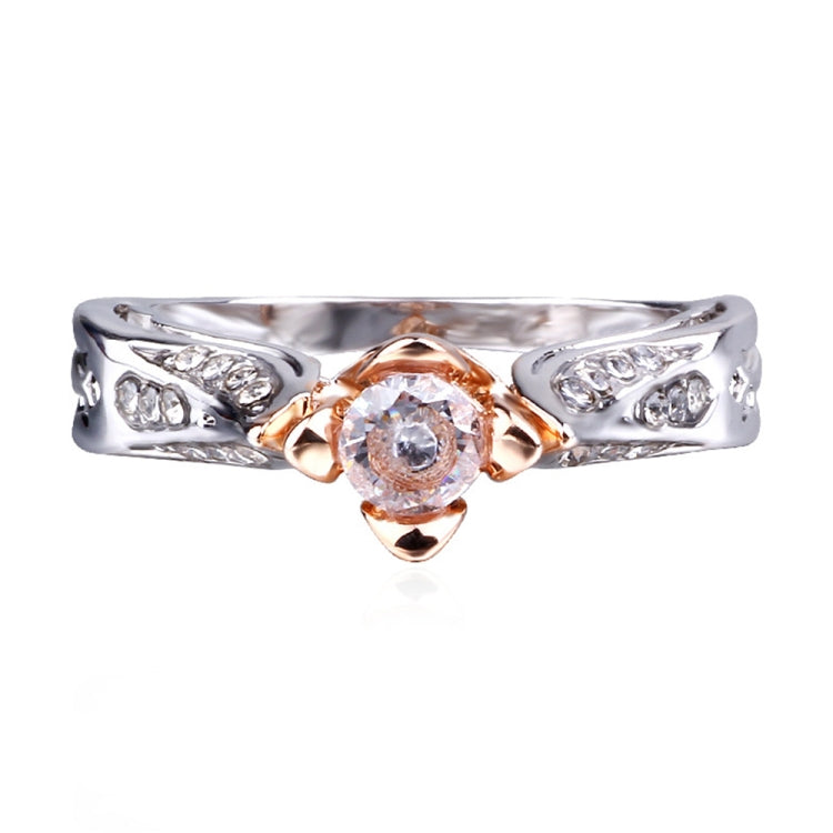 Rose Flower with Diamond Wedding Ring for Women, 5, 8, 10