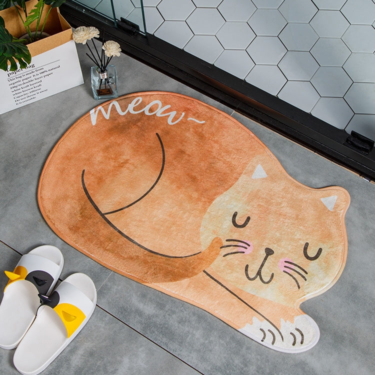 Thảm chùi chân hình mèo ngủ hoạt hình, thảm nhà tắm, thảm chống trượt nhà vệ sinh, kích thước 40x60cm, 60x90cm