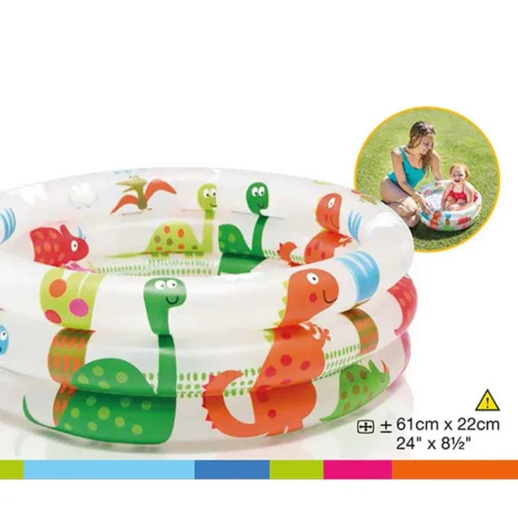 Bể bơi phao hình khủng long hoạt hình cho bé, kích thước: 61 x 22cm, kích thước: 61 x 22cm