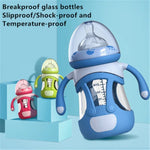 High Borosilicate Glass Baby Bottle with Silicone Sleeve, 240ml