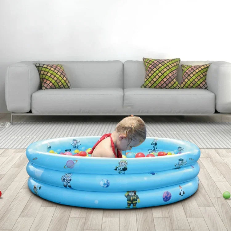 Bể bơi bơm hơi hình tròn ba vòng cho trẻ em trong nhà và ngoài trời, 90 x 30cm, 110 x 30cm