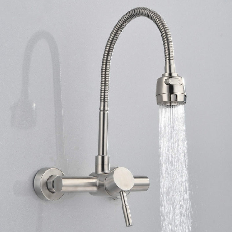 Vòi trộn bồn rửa bếp gắn tường bằng thép không gỉ, vòi nước xoay tự do, vòi nước xoay có ống mềm