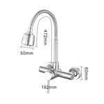 Vòi trộn bồn rửa bếp gắn tường bằng thép không gỉ, vòi nước xoay tự do, vòi nước xoay có ống mềm