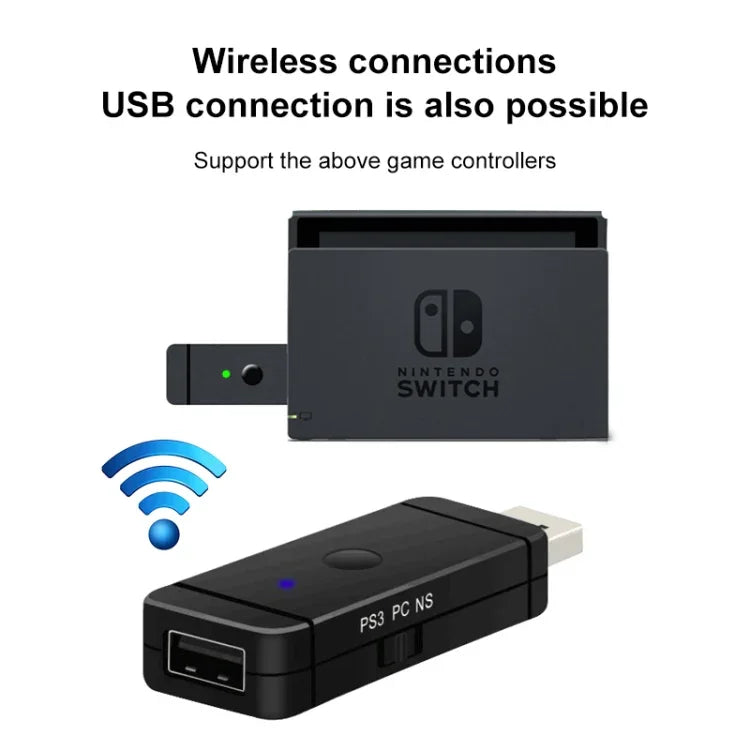 Bộ Chuyển Đổi Tay Cầm Bluetooth Không Dây JYS-130 cho PS3 / Switch / PC, Dành cho PS3 / Switch / PC