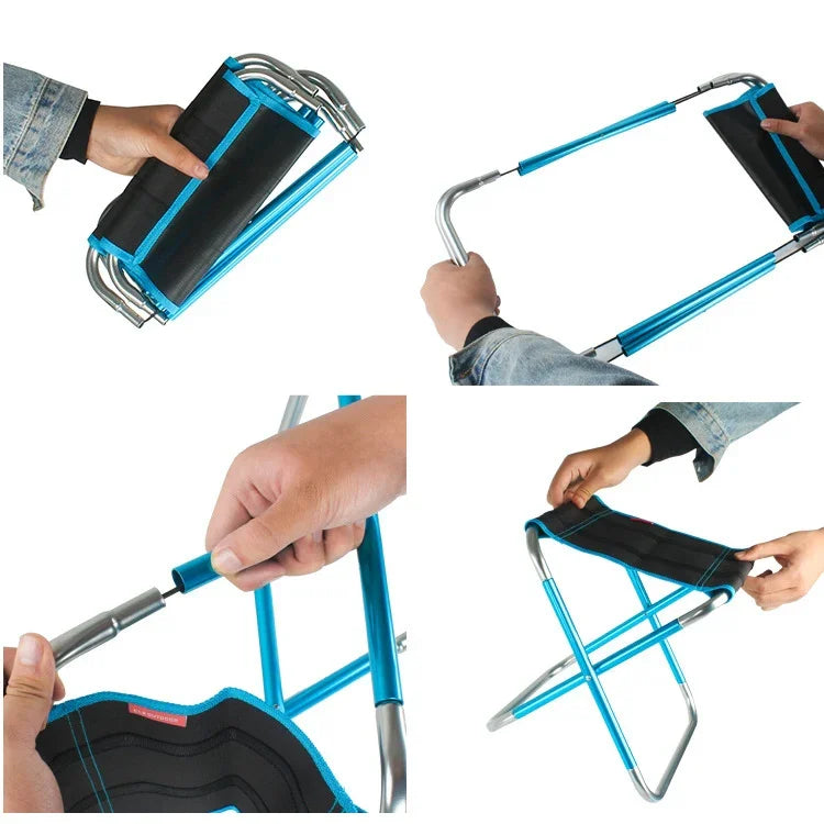 Ghế Gấp Di Động Hợp Kim Nhôm 7075 CLS Lớn Dùng Ngoài Trời BBQ Câu Cá, Kích Thước: 30x25x31cm, CLS Lớn 7075 (Đen)