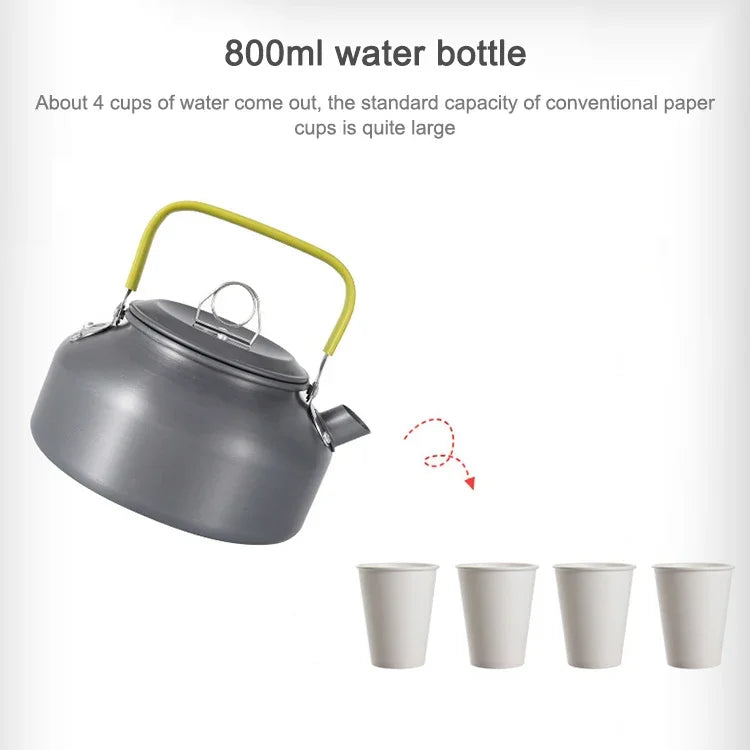 Ấm Trà Nhôm Leo Núi Dã Ngoại Ngoài Trời Di Động 0.8L, 0.8L